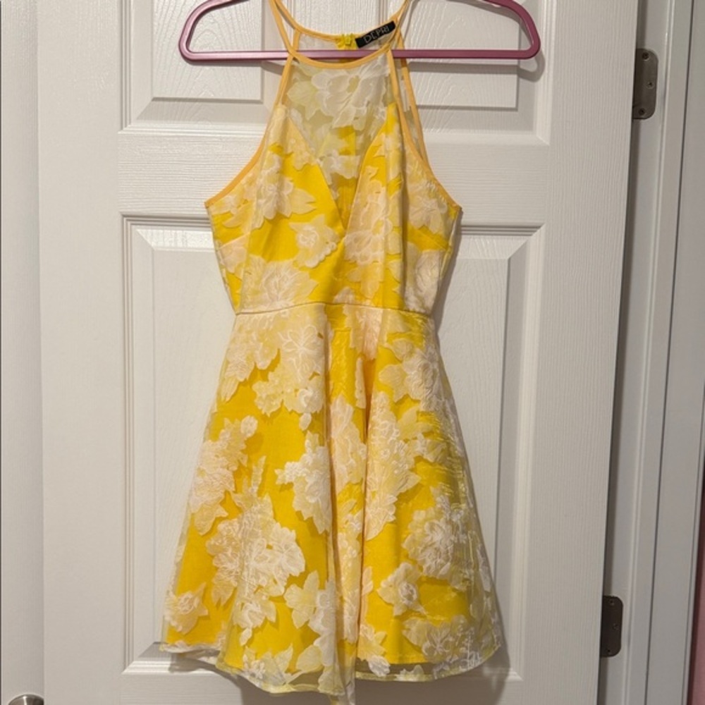 Speechless Yellow and White Floral womens Dress small